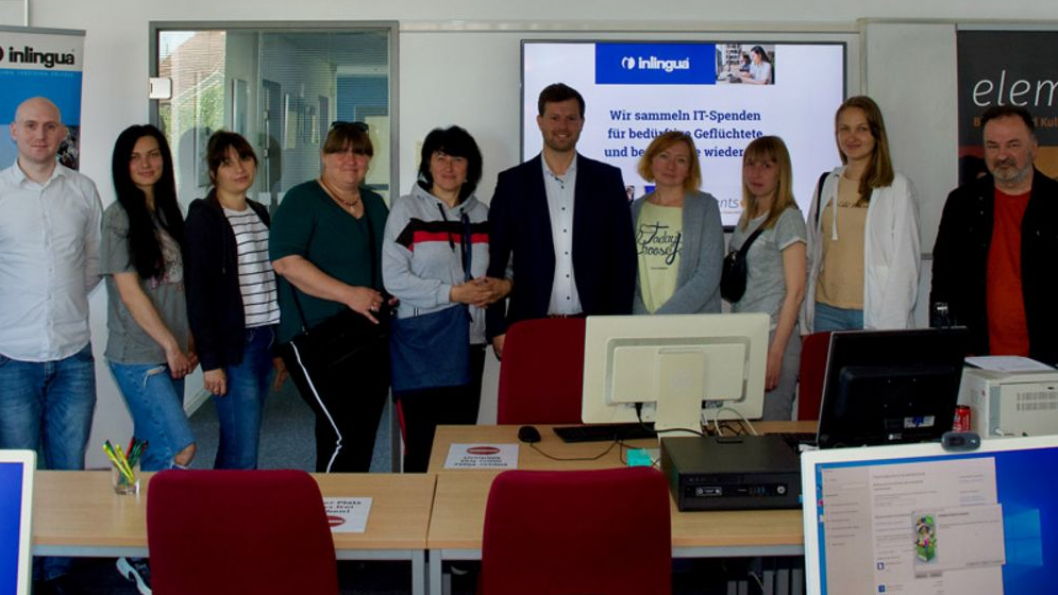 IT-Spenden für Geflüchtete, Projekt-Mitglieder von elements e. V. Rostock und inlingua Rostock